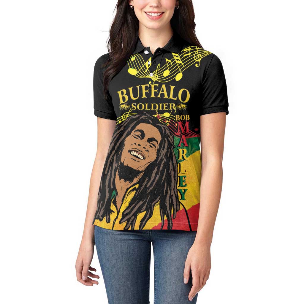 Legend Bob Buffalo Soldier Women Polo Shirt American Heroes Reggae Style - Wonder Print Shop
