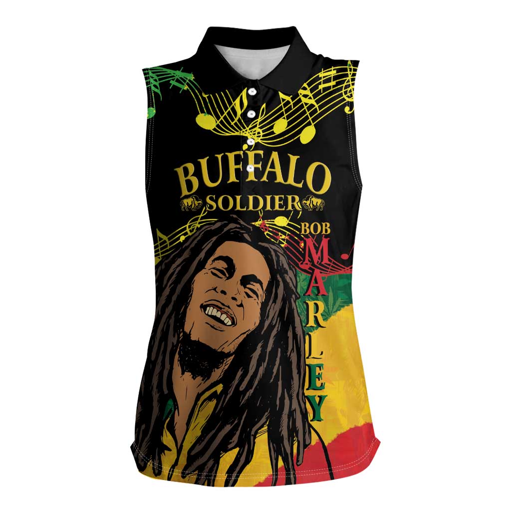 Legend Bob Buffalo Soldier Women Sleeveless Polo Shirt American Heroes Reggae Style - Wonder Print Shop