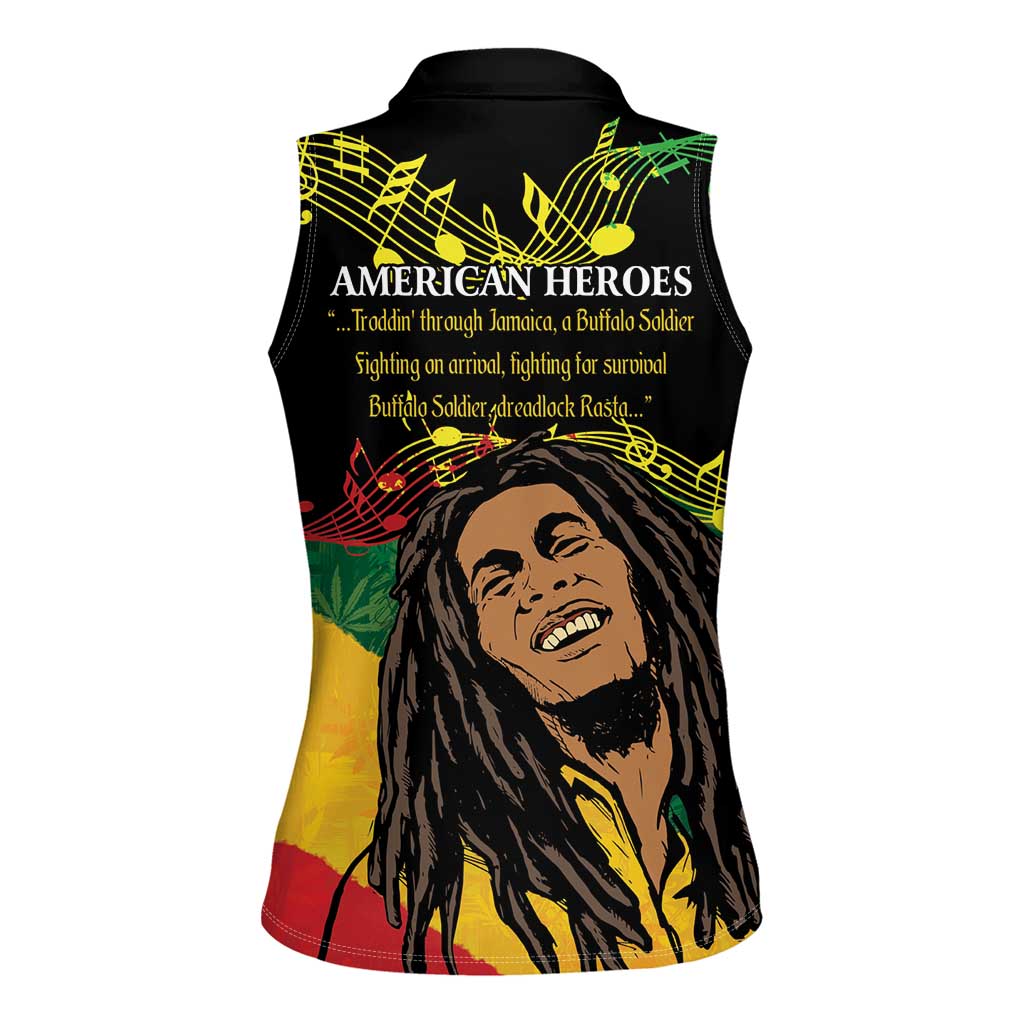 Legend Bob Buffalo Soldier Women Sleeveless Polo Shirt American Heroes Reggae Style - Wonder Print Shop