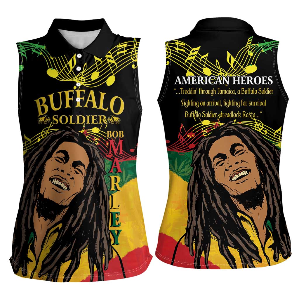 Legend Bob Buffalo Soldier Women Sleeveless Polo Shirt American Heroes Reggae Style - Wonder Print Shop