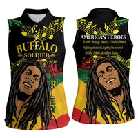 Legend Bob Buffalo Soldier Women Sleeveless Polo Shirt American Heroes Reggae Style - Wonder Print Shop
