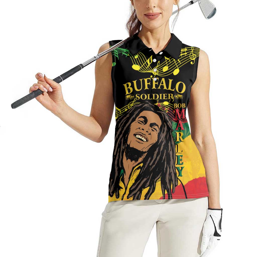 Legend Bob Buffalo Soldier Women Sleeveless Polo Shirt American Heroes Reggae Style - Wonder Print Shop