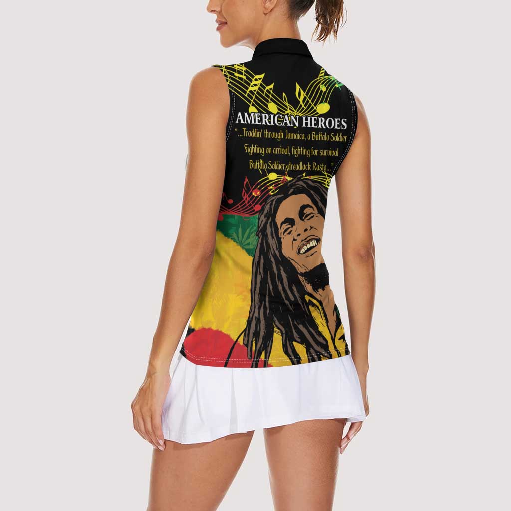 Legend Bob Buffalo Soldier Women Sleeveless Polo Shirt American Heroes Reggae Style - Wonder Print Shop