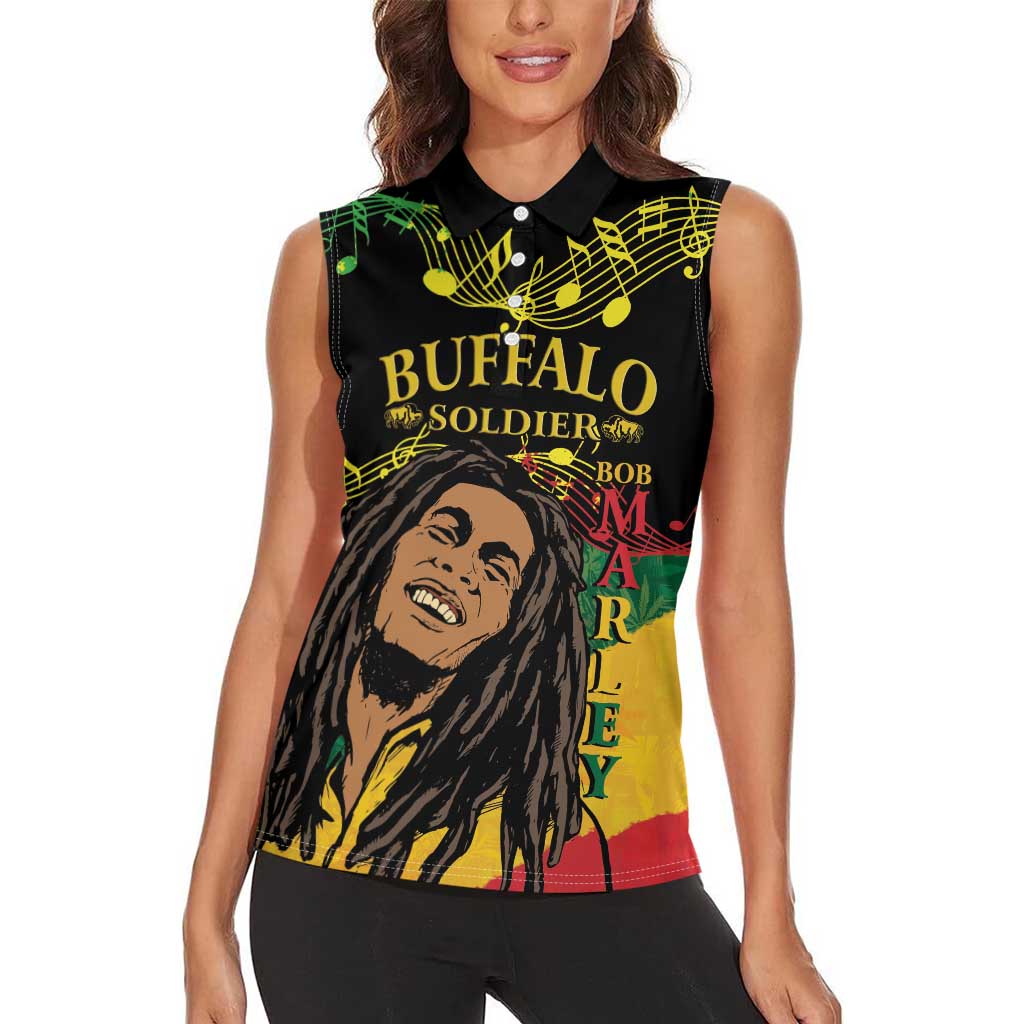 Legend Bob Buffalo Soldier Women Sleeveless Polo Shirt American Heroes Reggae Style - Wonder Print Shop