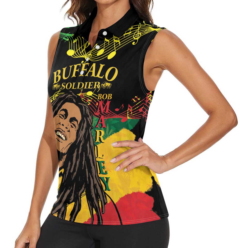 Legend Bob Buffalo Soldier Women Sleeveless Polo Shirt American Heroes Reggae Style - Wonder Print Shop