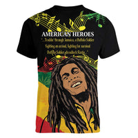 Legend Bob Buffalo Soldier Women V-Neck T-Shirt American Heroes Reggae Style - Wonder Print Shop