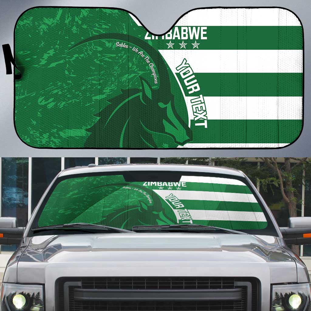 Zimbabwe Rugby Custom Auto Sun Shade Sables 3rd Champions Proud - Wonder Print Shop