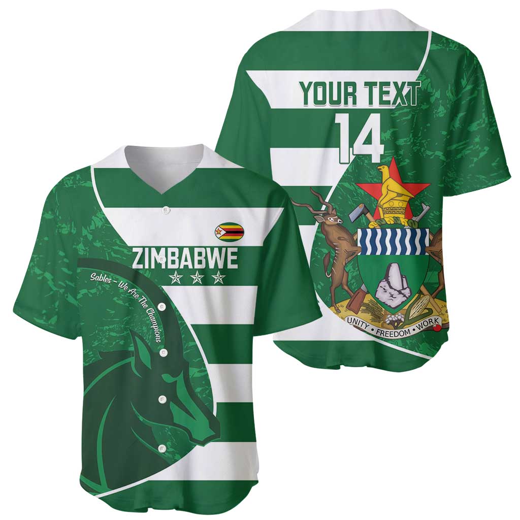 Zimbabwe Rugby Custom Baseball Jersey Sables 3rd Champions Proud - Wonder Print Shop
