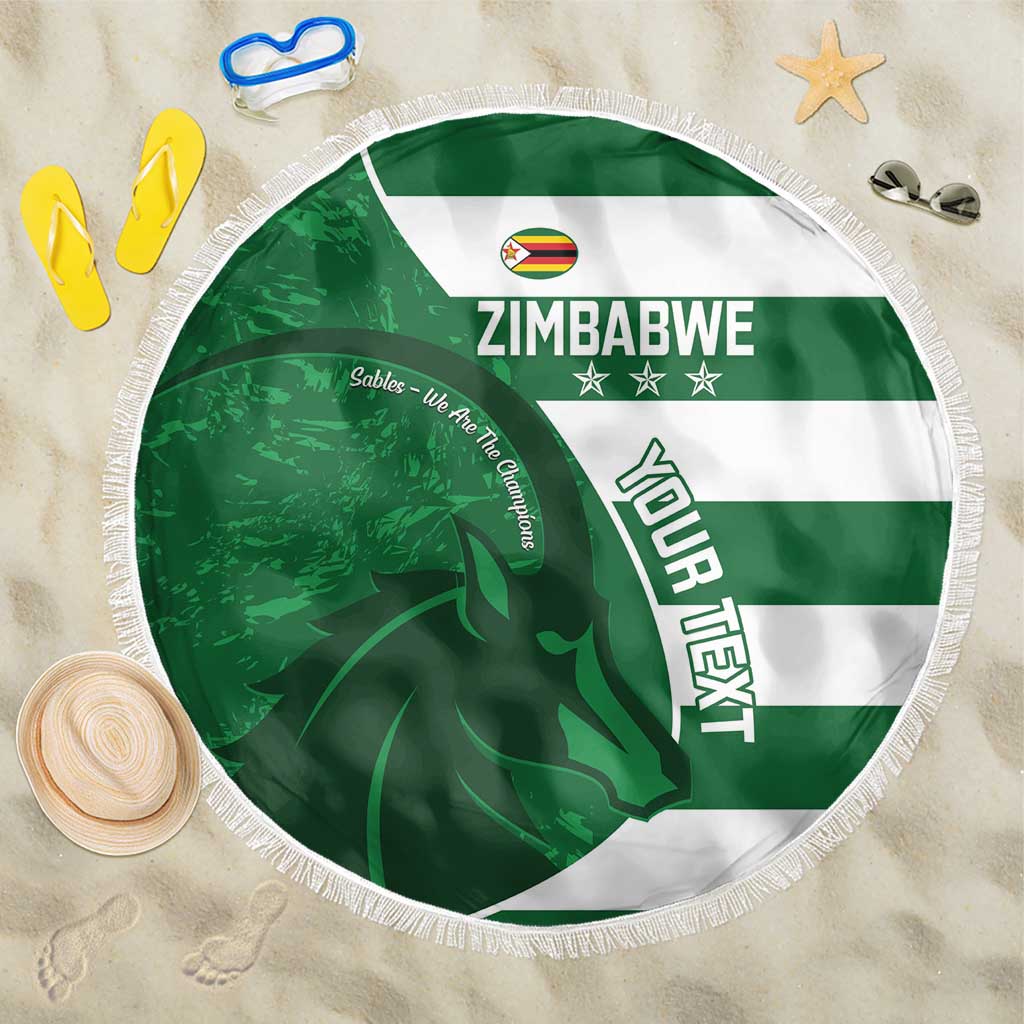 Zimbabwe Rugby Custom Beach Blanket Sables 3rd Champions Proud - Wonder Print Shop