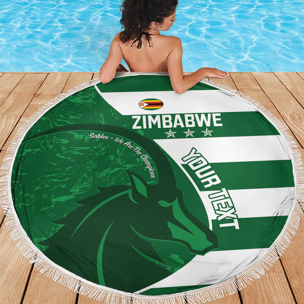 Zimbabwe Rugby Custom Beach Blanket Sables 3rd Champions Proud - Wonder Print Shop