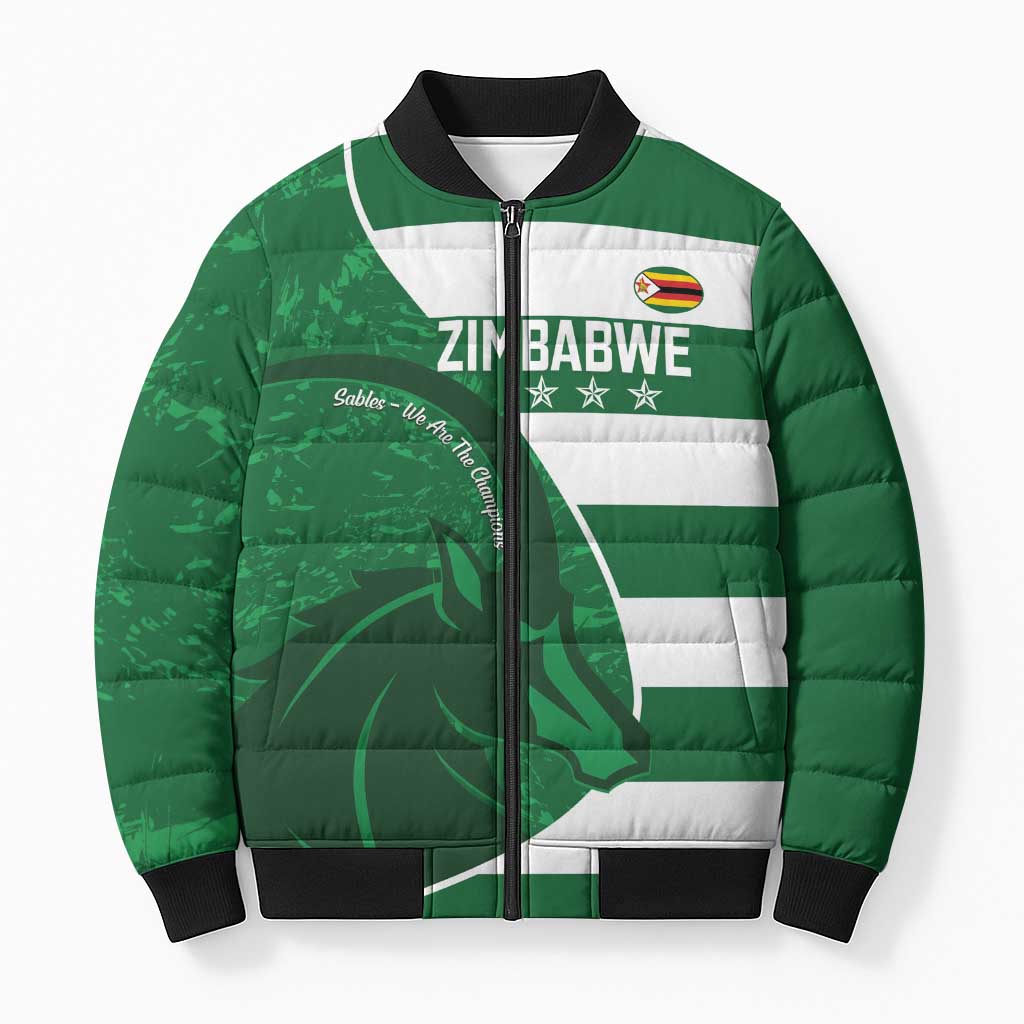 Zimbabwe Rugby Custom Bomber Puffer Jacket Sables 3rd Champions Proud - Wonder Print Shop