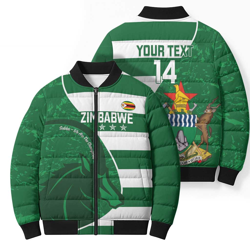 Zimbabwe Rugby Custom Bomber Puffer Jacket Sables 3rd Champions Proud - Wonder Print Shop