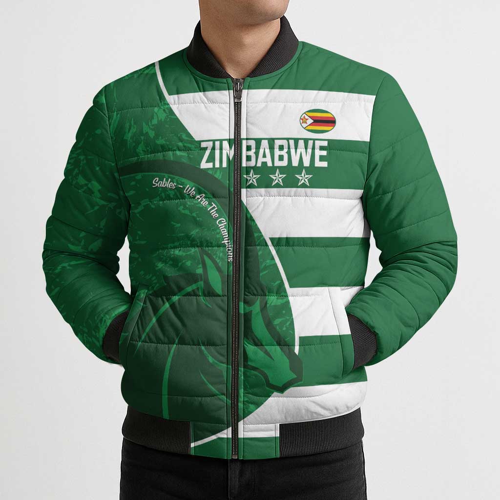 Zimbabwe Rugby Custom Bomber Puffer Jacket Sables 3rd Champions Proud - Wonder Print Shop