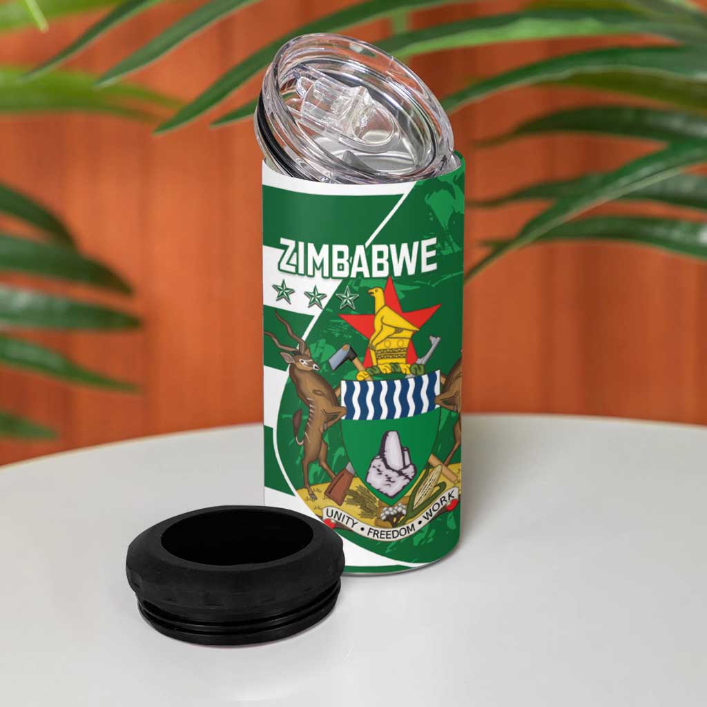 Zimbabwe Rugby Custom 4 in 1 Can Cooler Tumbler Sables 3rd Champions Proud - Wonder Print Shop