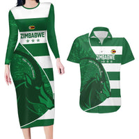 Zimbabwe Rugby Custom Couples Matching Long Sleeve Bodycon Dress and Hawaiian Shirt Sables 3rd Champions Proud - Wonder Print Shop