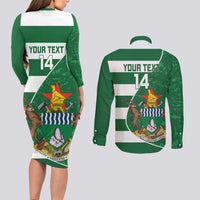 Zimbabwe Rugby Custom Couples Matching Long Sleeve Bodycon Dress and Long Sleeve Button Shirt Sables 3rd Champions Proud - Wonder Print Shop