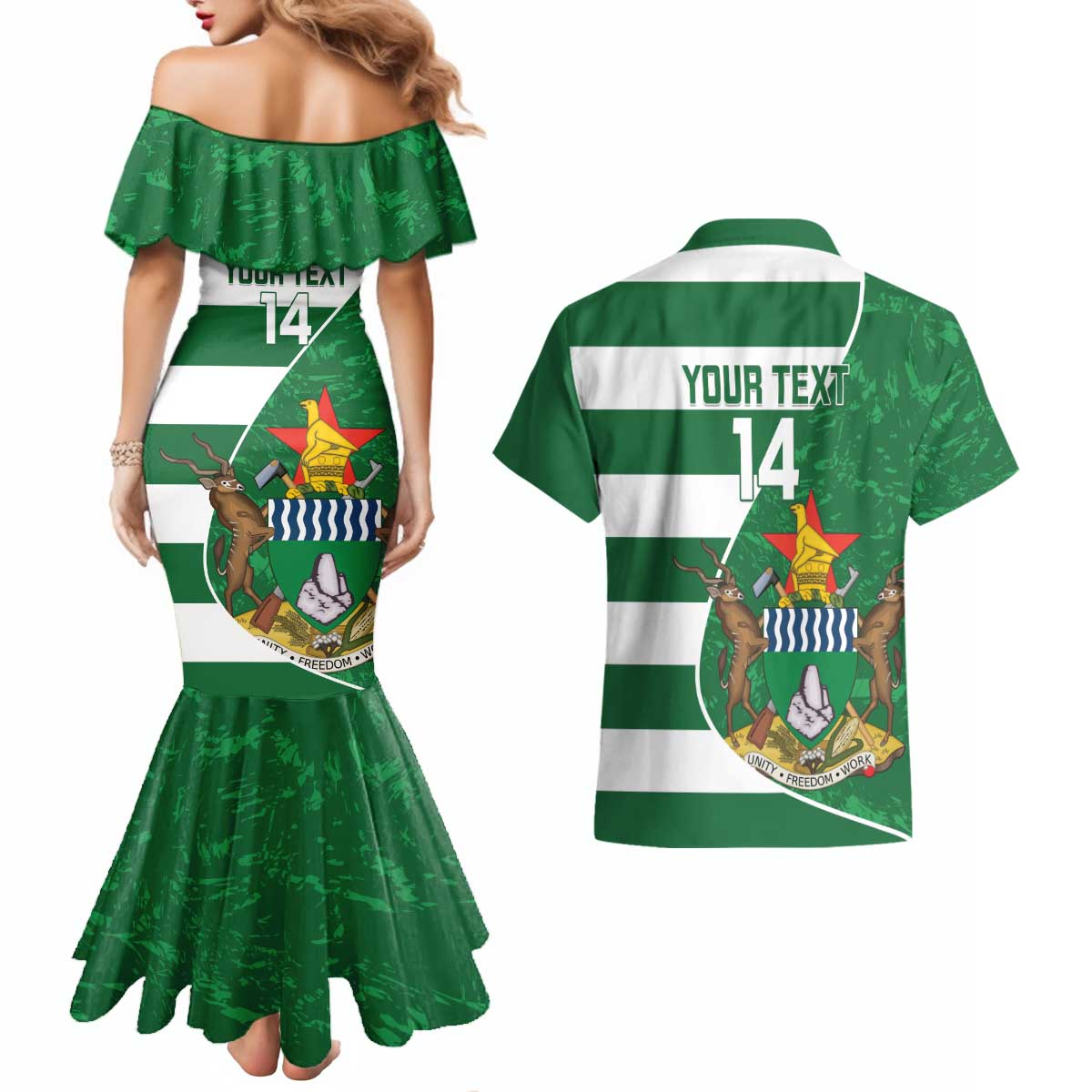 Zimbabwe Rugby Custom Couples Matching Mermaid Dress and Hawaiian Shirt Sables 3rd Champions Proud - Wonder Print Shop