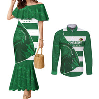 Zimbabwe Rugby Custom Couples Matching Mermaid Dress and Long Sleeve Button Shirt Sables 3rd Champions Proud - Wonder Print Shop