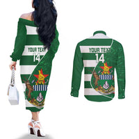 Zimbabwe Rugby Custom Couples Matching Off The Shoulder Long Sleeve Dress and Long Sleeve Button Shirt Sables 3rd Champions Proud - Wonder Print Shop