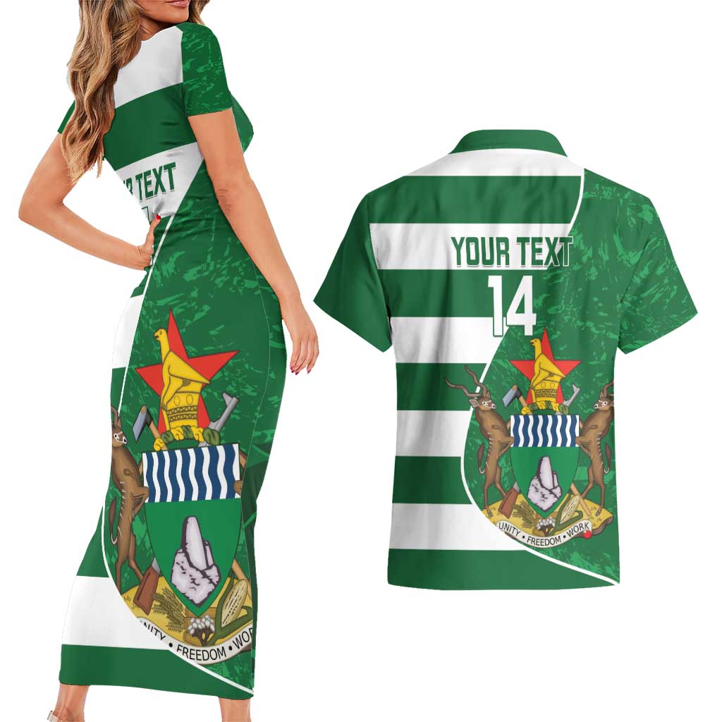 Zimbabwe Rugby Custom Couples Matching Short Sleeve Bodycon Dress and Hawaiian Shirt Sables 3rd Champions Proud - Wonder Print Shop