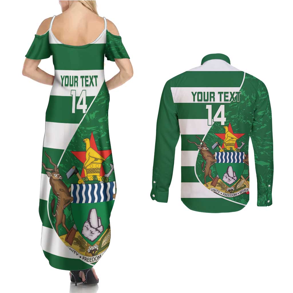 Zimbabwe Rugby Custom Couples Matching Summer Maxi Dress and Long Sleeve Button Shirt Sables 3rd Champions Proud - Wonder Print Shop