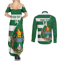 Zimbabwe Rugby Custom Couples Matching Summer Maxi Dress and Long Sleeve Button Shirt Sables 3rd Champions Proud - Wonder Print Shop