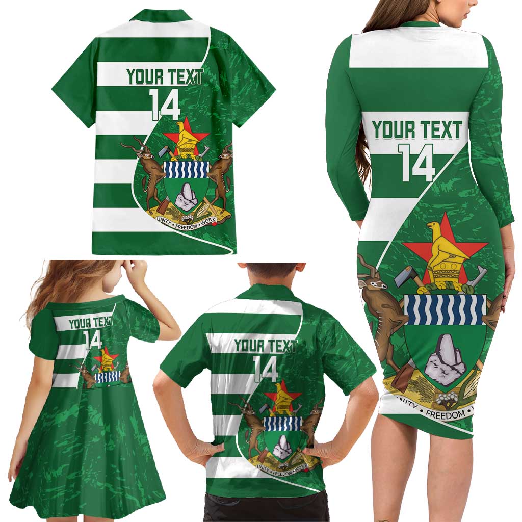 Zimbabwe Rugby Custom Family Matching Long Sleeve Bodycon Dress and Hawaiian Shirt Sables 3rd Champions Proud - Wonder Print Shop
