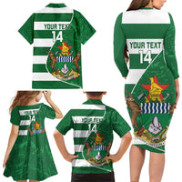 Zimbabwe Rugby Custom Family Matching Long Sleeve Bodycon Dress and Hawaiian Shirt Sables 3rd Champions Proud - Wonder Print Shop