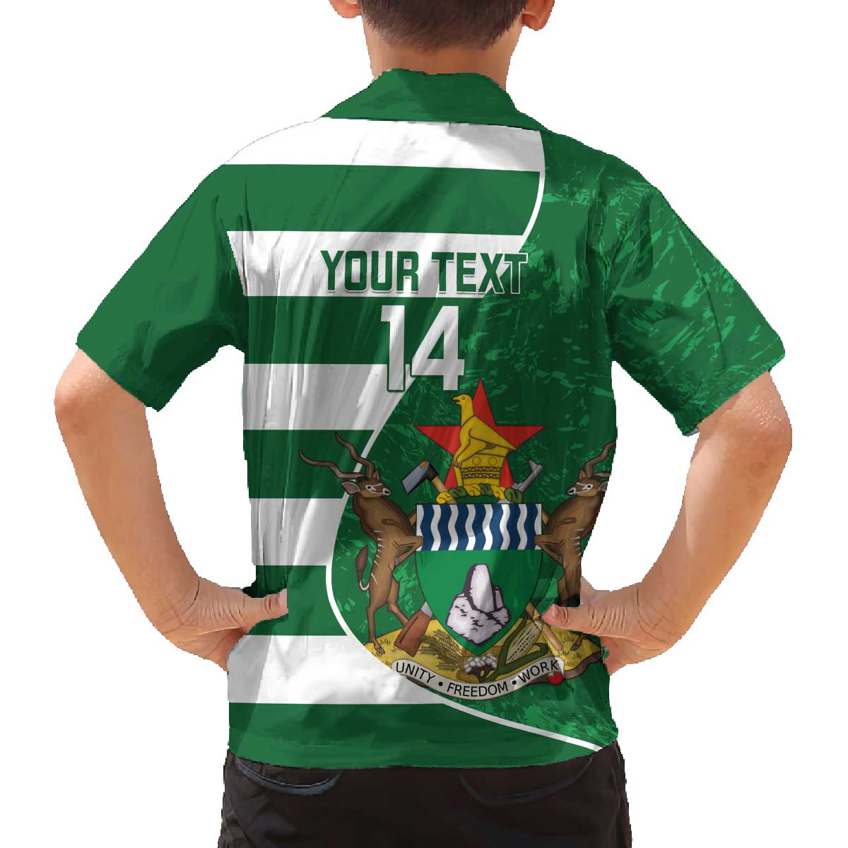 Zimbabwe Rugby Custom Family Matching Off The Shoulder Long Sleeve Dress and Hawaiian Shirt Sables 3rd Champions Proud - Wonder Print Shop