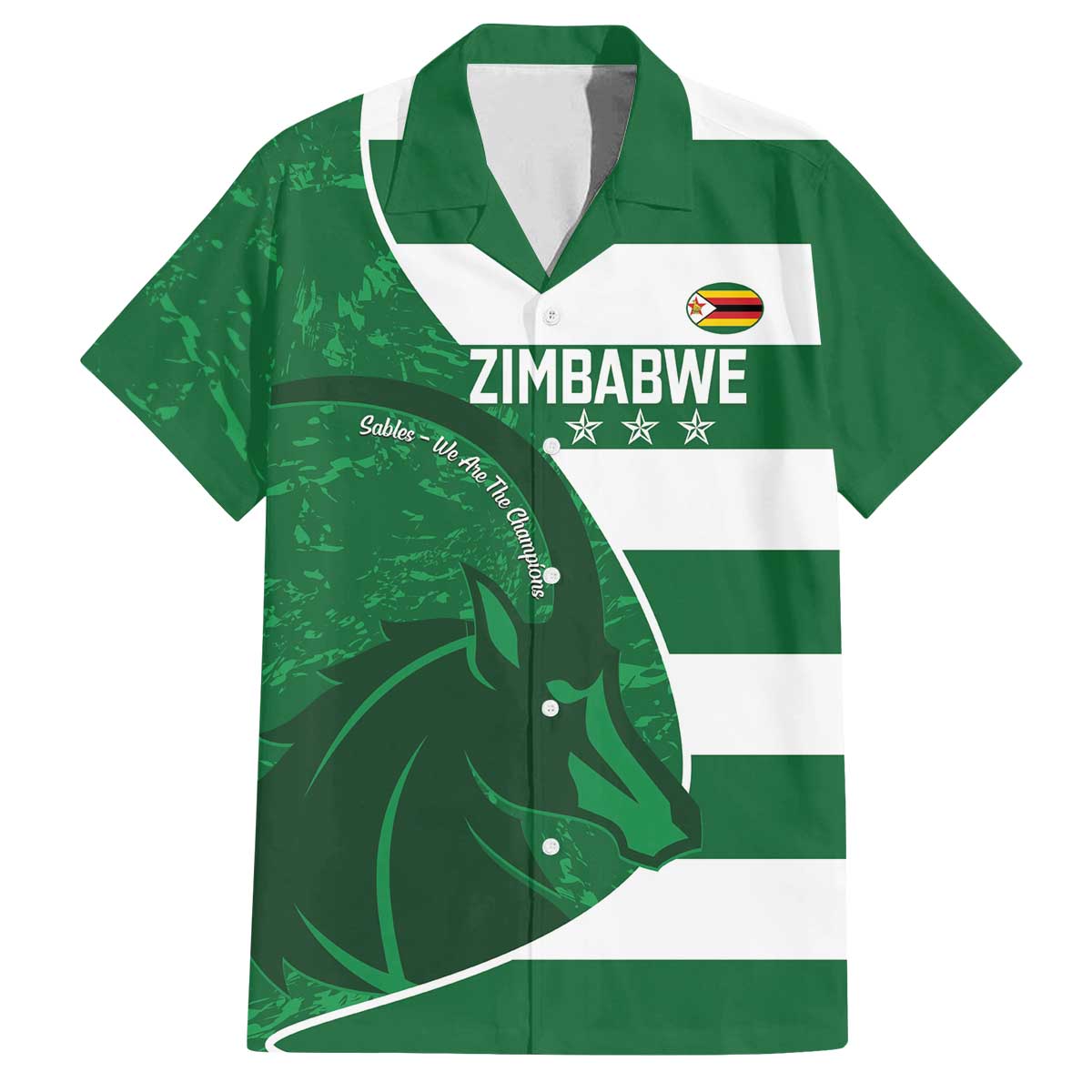 Zimbabwe Rugby Custom Family Matching Off The Shoulder Long Sleeve Dress and Hawaiian Shirt Sables 3rd Champions Proud - Wonder Print Shop