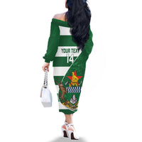 Zimbabwe Rugby Custom Family Matching Off The Shoulder Long Sleeve Dress and Hawaiian Shirt Sables 3rd Champions Proud - Wonder Print Shop