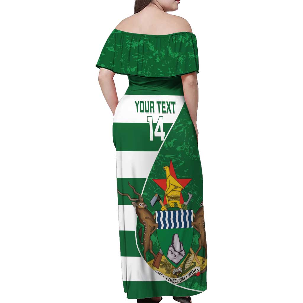 Zimbabwe Rugby Custom Family Matching Off Shoulder Maxi Dress and Hawaiian Shirt Sables 3rd Champions Proud - Wonder Print Shop
