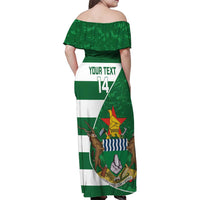 Zimbabwe Rugby Custom Family Matching Off Shoulder Maxi Dress and Hawaiian Shirt Sables 3rd Champions Proud - Wonder Print Shop