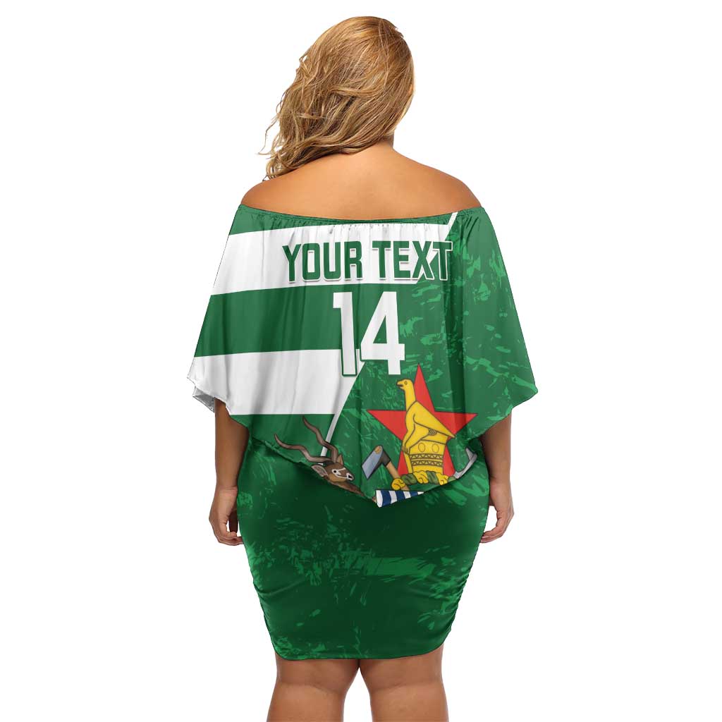 Zimbabwe Rugby Custom Family Matching Off Shoulder Short Dress and Hawaiian Shirt Sables 3rd Champions Proud - Wonder Print Shop