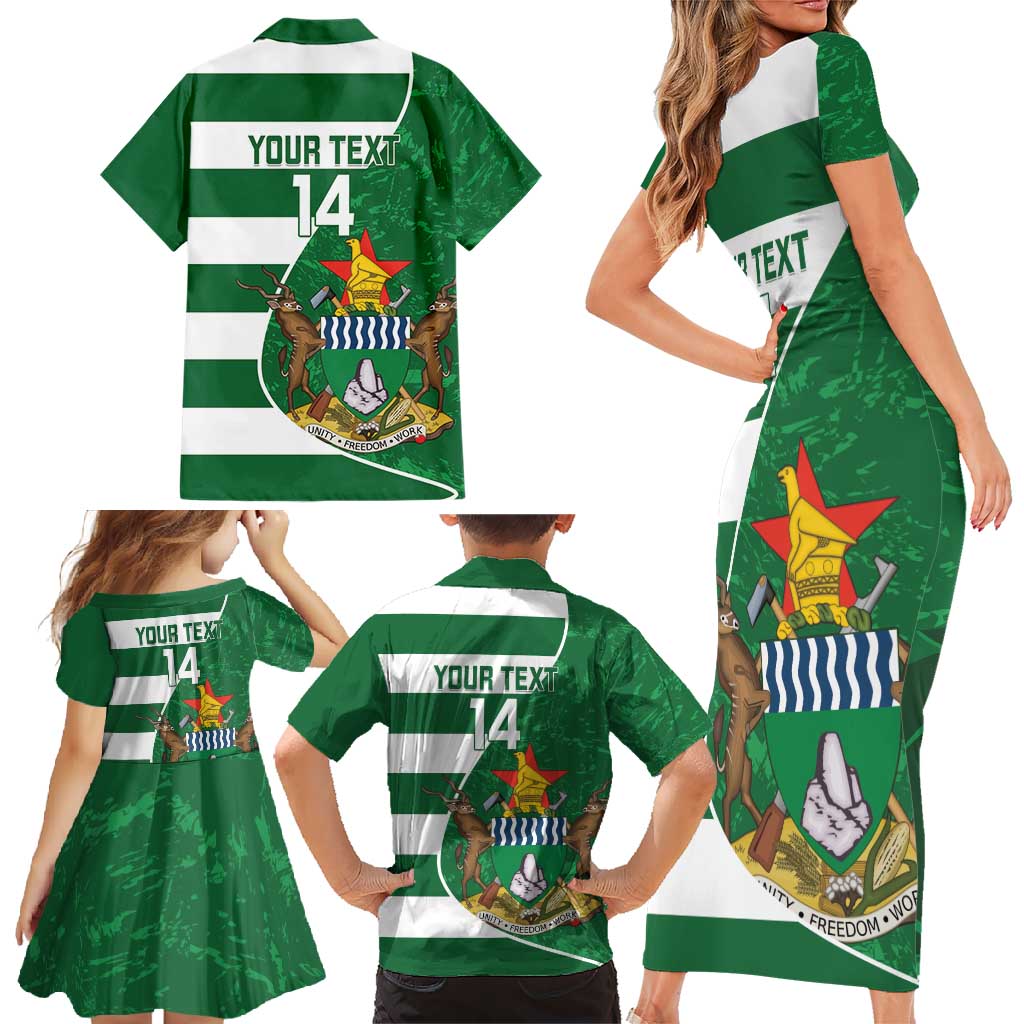 Zimbabwe Rugby Custom Family Matching Short Sleeve Bodycon Dress and Hawaiian Shirt Sables 3rd Champions Proud - Wonder Print Shop