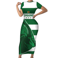 Zimbabwe Rugby Custom Family Matching Short Sleeve Bodycon Dress and Hawaiian Shirt Sables 3rd Champions Proud - Wonder Print Shop