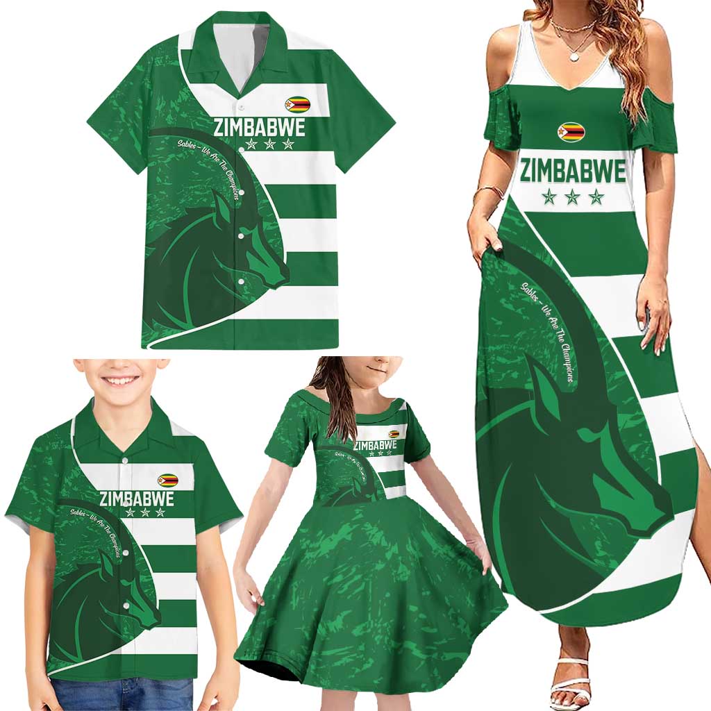 Zimbabwe Rugby Custom Family Matching Summer Maxi Dress and Hawaiian Shirt Sables 3rd Champions Proud - Wonder Print Shop