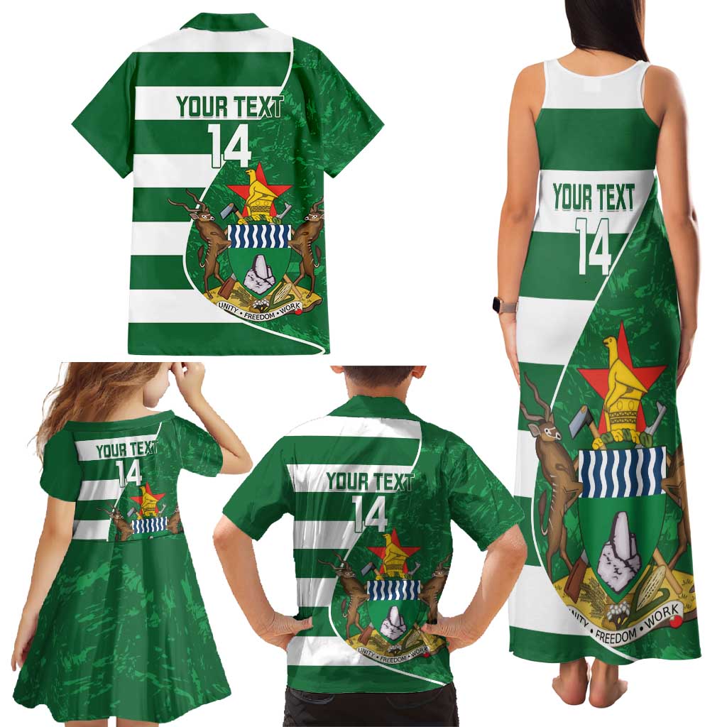 Zimbabwe Rugby Custom Family Matching Tank Maxi Dress and Hawaiian Shirt Sables 3rd Champions Proud - Wonder Print Shop