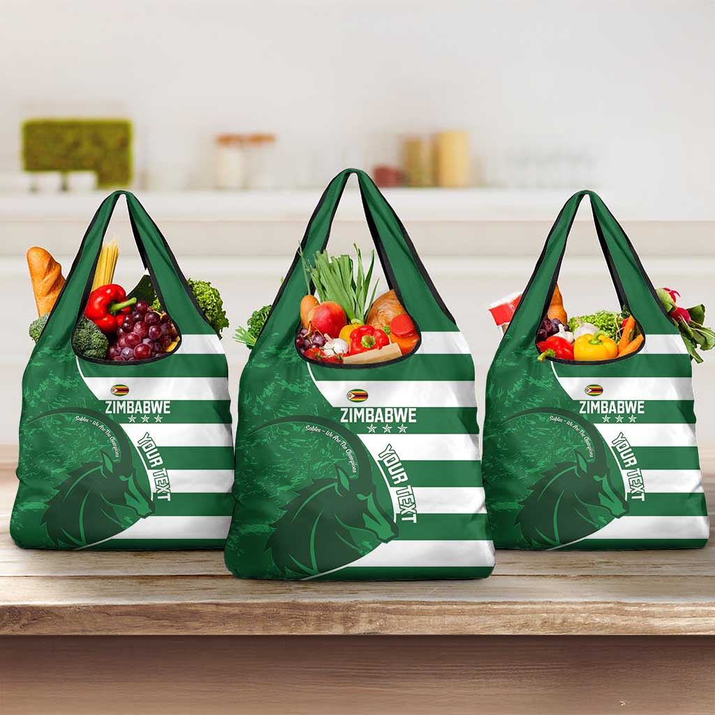 Zimbabwe Rugby Custom Grocery Bag Sables 3rd Champions Proud - Wonder Print Shop