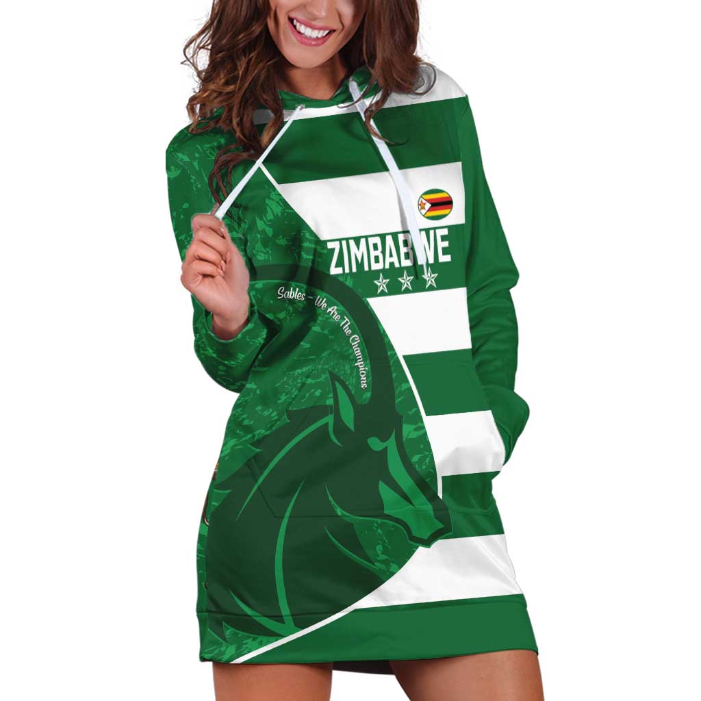 Zimbabwe Rugby Custom Hoodie Dress Sables 3rd Champions Proud - Wonder Print Shop