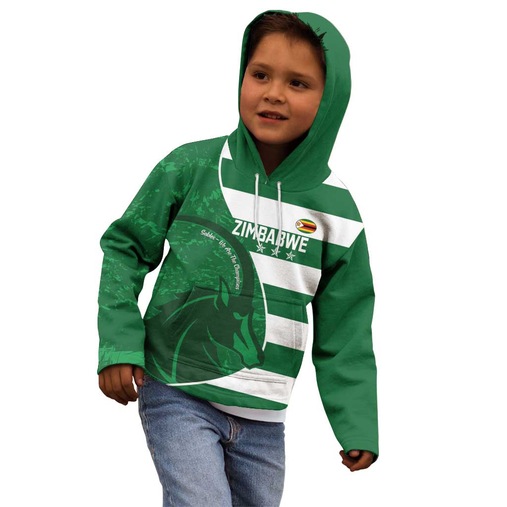 Zimbabwe Rugby Custom Kid Hoodie Sables 3rd Champions Proud - Wonder Print Shop