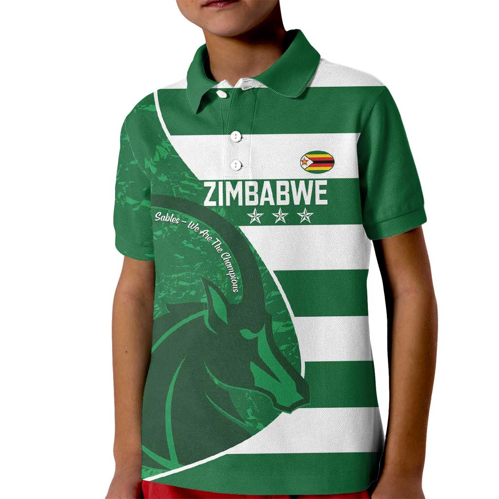 Zimbabwe Rugby Custom Kid Polo Shirt Sables 3rd Champions Proud - Wonder Print Shop