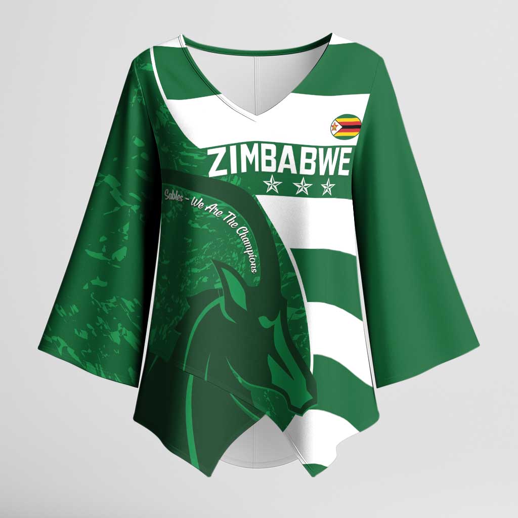Zimbabwe Rugby Custom Kimono Sleeve Blouse Sables 3rd Champions Proud - Wonder Print Shop