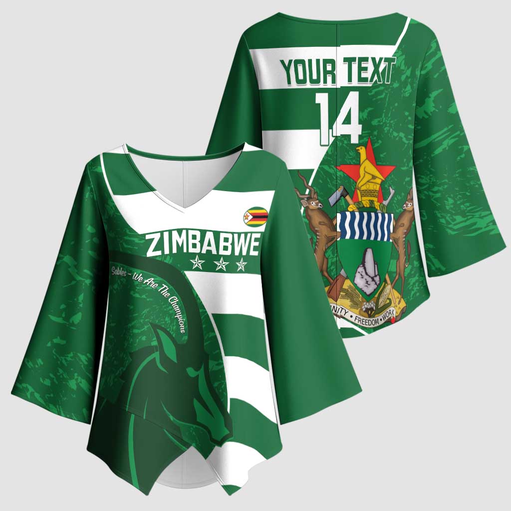 Zimbabwe Rugby Custom Kimono Sleeve Blouse Sables 3rd Champions Proud - Wonder Print Shop