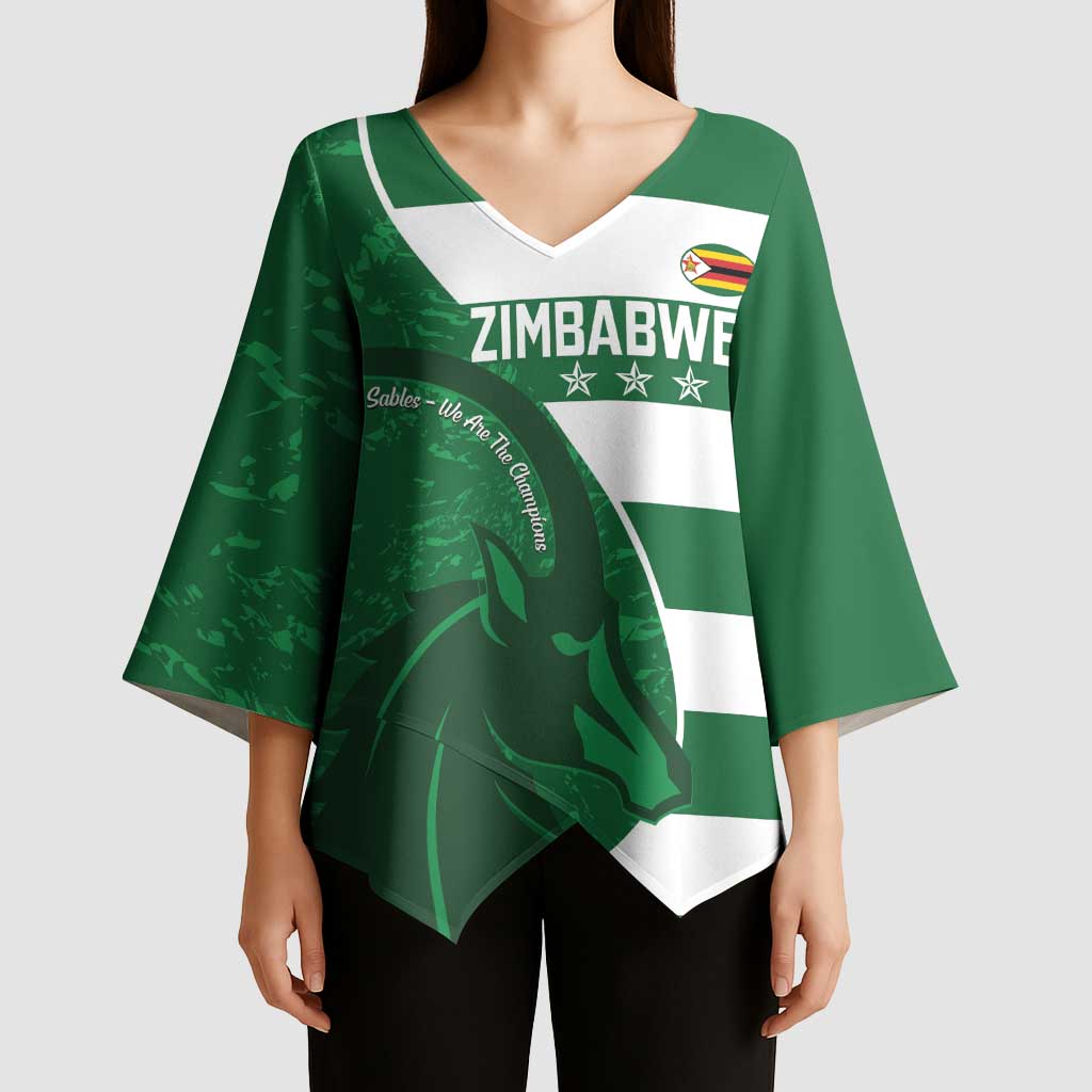 Zimbabwe Rugby Custom Kimono Sleeve Blouse Sables 3rd Champions Proud - Wonder Print Shop