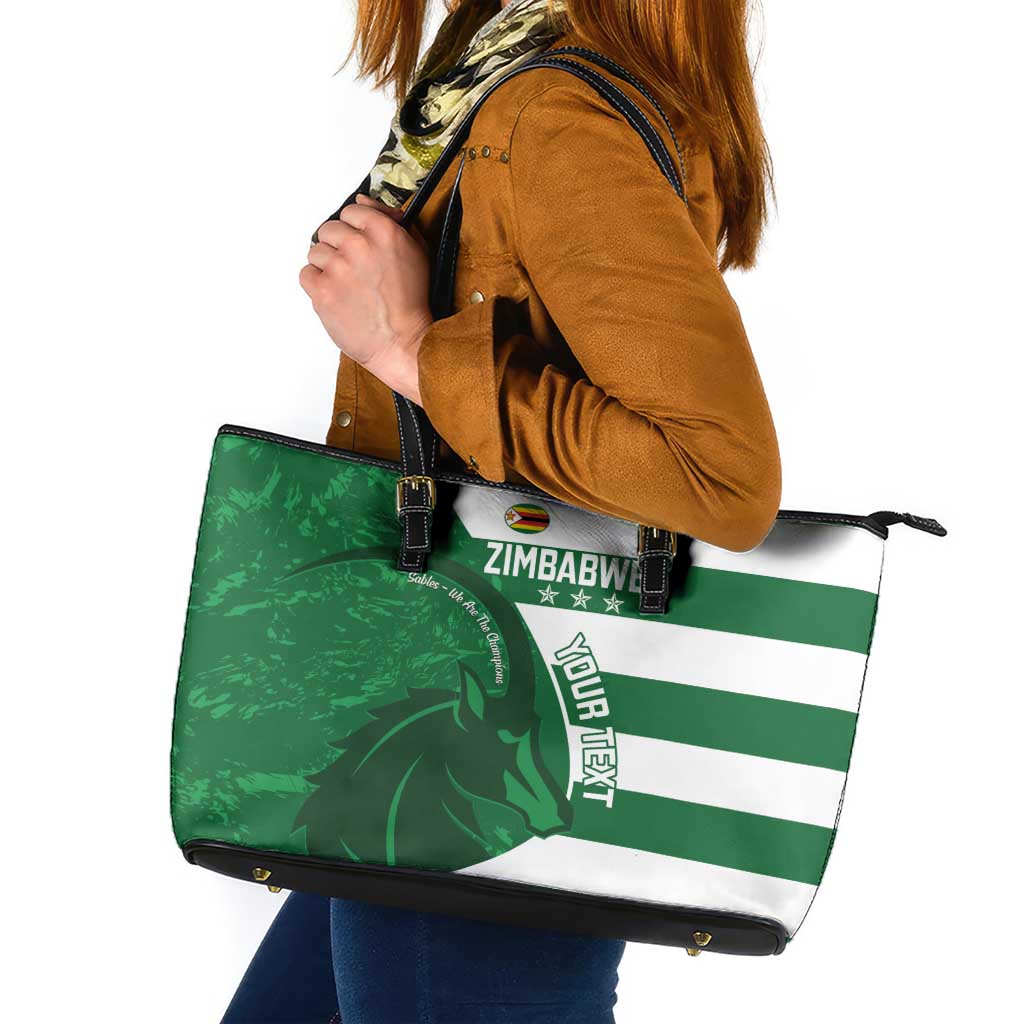 Zimbabwe Rugby Custom Leather Tote Bag Sables 3rd Champions Proud - Wonder Print Shop