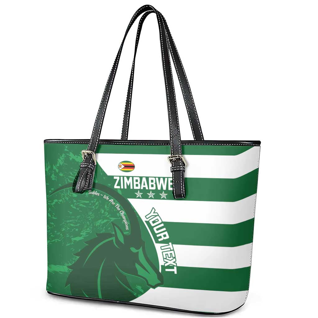 Zimbabwe Rugby Custom Leather Tote Bag Sables 3rd Champions Proud - Wonder Print Shop