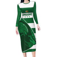 Zimbabwe Rugby Custom Long Sleeve Bodycon Dress Sables 3rd Champions Proud - Wonder Print Shop