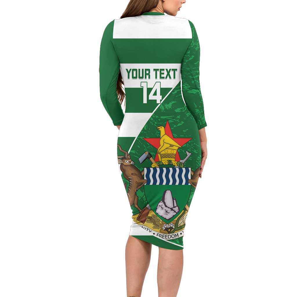 Zimbabwe Rugby Custom Long Sleeve Bodycon Dress Sables 3rd Champions Proud - Wonder Print Shop