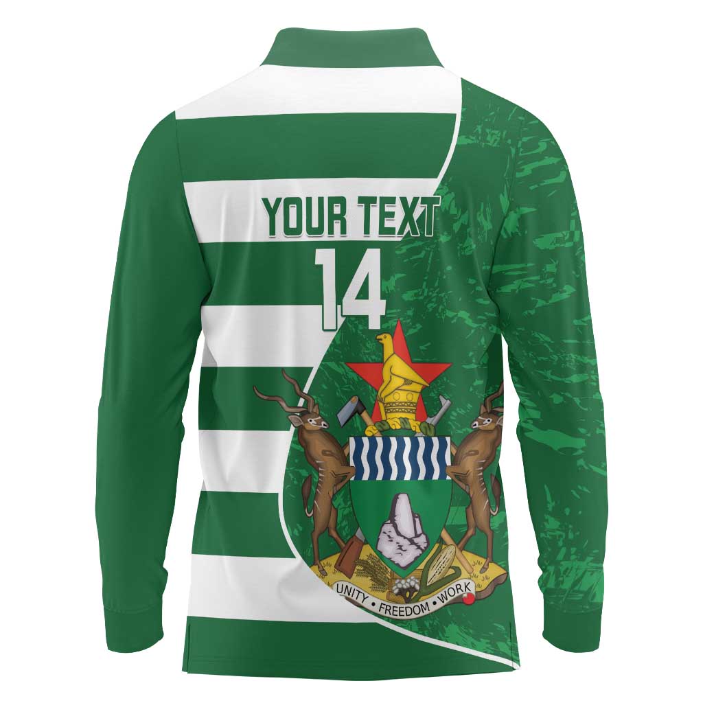 Zimbabwe Rugby Custom Long Sleeve Polo Shirt Sables 3rd Champions Proud - Wonder Print Shop